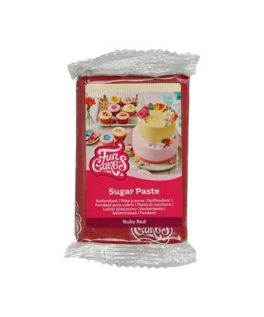 Funcakes Rollfondant ruby red: easy to use smooth flexible soft and flexible perfect for decorating cakes halal kosher and gluten -free 250 g vanilla 250 g - Buy Online on GoSupps.com