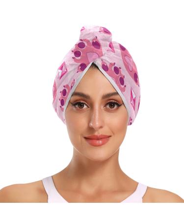 Cute Cat Paw Pink Hair Towel 2 Pack Super Absorbent Hair Drying Towel Quick Dry Hair Turbans Head Towel with Button Twisty Wrap for Women Girls