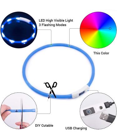 Laroo LED Luminous Dog Band - Adjustable Waterproof USB Collar for Small Medium & Large Dogs and Cats | 3 Modes - Sky Blue - Perfect for Night Safety - Buy Online on GoSupps.com