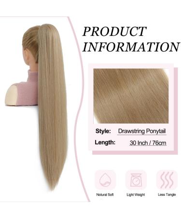 Ms Taj Drawstring Ponytail Extension 30inch long Straight Synthetic ponytail extension 2 clips hairpiece for women Honey Blonde Daily use 30inch-Straight Honey Blonde - Buy Online on GoSupps.com