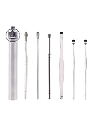 BAIRU 6PCS/Set Pocket Ear Wax Removals Tool Ear Pick Set with Portable Aluminium Alloy Bottle