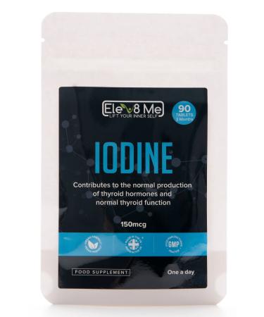 Iodine 150mcg - 90 Vegan Tablets - 3 Month Supply - Contributes to Normal Energy yielding Metabolism and Normal Functioning of The Nervous System - Made in The UK