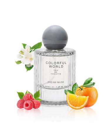 ColorFul world Perfume for Women EDT Luxury Perfume with Long Lasting Fragrance for Everyday Wear Floral and Fruity Fresh Scent Colorful World Serie (Dream Musk) 50ML
