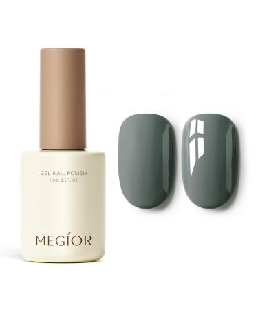MEGIOR Grey Gel Nail Polish 15ml Cement Gray Gel Polish High Gloss Soak Off UV LED Nail Gel Polish for Nail Art Manicure Salon DIY Home Gift for Girls Toned Down