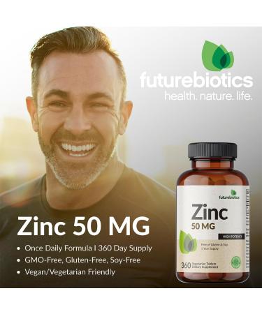 Futurebiotics Zinc 50 MG High Potency 1 Year Supply - Non-GMO 360 Vegetarian Tablets - Buy Online on GoSupps.com