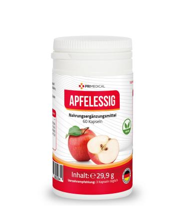 APPLE CIDER VINEGAR CAPSULES vegan with vitamin B6 vitamin B12 folic acid and biotin Primedical 1 x 60 capsules