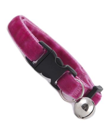 Rosewater Pink Double Velvet Soft Cat Collar. Beautiful cat safety collars with bell available in a range colours made in the UK from velvet ribon purrfect for your kitty Cat (18 - 30 cm) Rosewater Pink