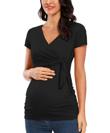 Love2Mi Women Maternity Breastfeeding Top | Long Sleeve V-Neck | Cute Maternity Clothes | Black - Short | Size L - Buy Online on GoSupps.com