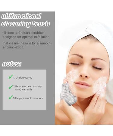 Silicone Face Scrubber Exfoliator Brush for Men & Women - Gray | Manual Facial Cleansing Pores Wash & Blackhead Removal | Skin Care Bath & Makeup Tool - Buy Online on GoSupps.com