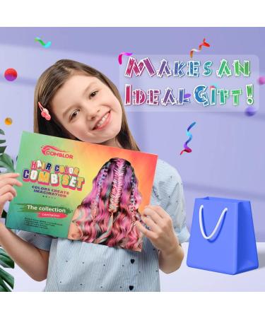 Comblor Temporary Hair Dye Kit - 5 Colors Hair Chalk for Dark Hair, Wash Out Hair Colour - Kids Gifts for Birthday & Holidays - Crazy Hair Day Set - Buy Online on GoSupps.com