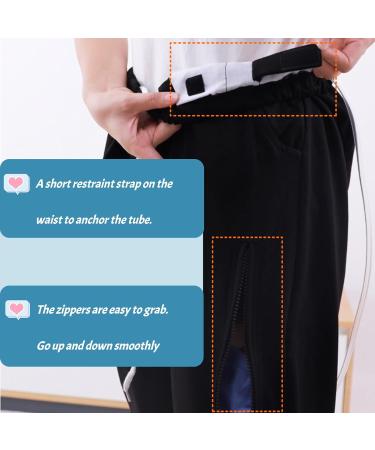 Urine Bag Holder Pants | Catheter Leg Bag Cropped Pants with Pockets for Biliary Nephrostomy & Cystostomy - Medium Black - Buy Online on GoSupps.com