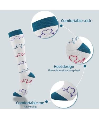 ODTMGER Compression Socks (7 Pair) - 20-30mmHg Knee High Support for Athletic Running - S/M Multicolor - Buy Online on GoSupps.com