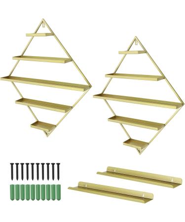 Shiyinge Rhombus 5-Tier Wall-Mounted Nail Polish Display Stand - Iron Wall Shelf - Display Stand for Placing Cosmetic Bottles Perfume Lipstick Photo Frames etc. (Gold) - Buy Online on GoSupps.com