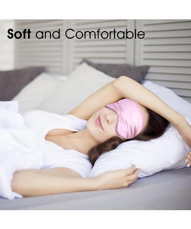 Lusofie 4Pcs Silk Sleep Masks Set - Adjustable Strap Eye Covers for Sleeping, Night Travel, Nap - Satin Eyeshade for Girls (Pink/White/Green/Emerald) - Buy Online on GoSupps.com
