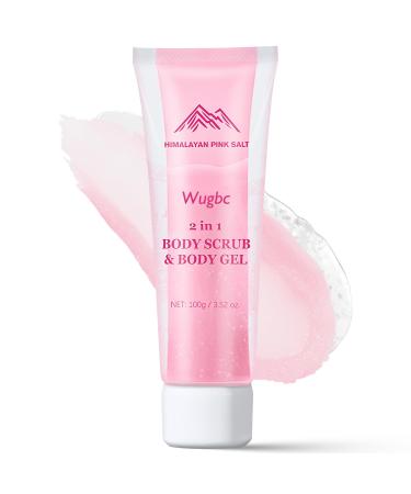 Body Scrub & Body Gel 2 in 1, Body Exfoliator Pink Frosted Salt Texture Effectively Removes Old Cuticles Clear Exfoliating Gel Deep Moisturizing Soothing Skin 3.52 Fl Oz (Pack of 1) pink