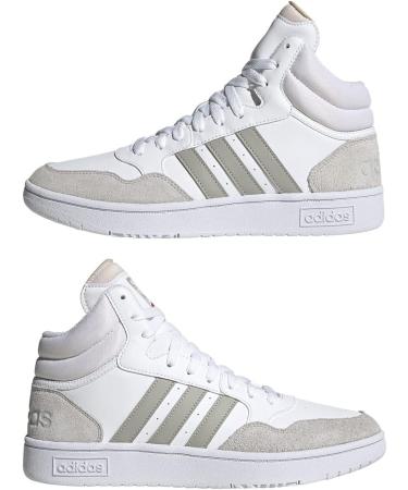Adidas Men's Hoops 3.0 Mid Sneakers - Classic Vintage Basketball Shoes Ftwr White/Metal Grey Size 44 2/3 EU - Shop Internationally! - Buy Online on GoSupps.com