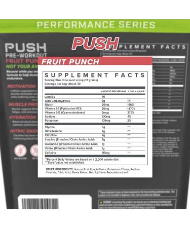 SFH Push Pre-Workout Powder (Fruit Punch) | BCAAs for Muscle Repair | Electrolytes | Non-Dairy | 1.18 lb Bag - Buy Online on GoSupps.com