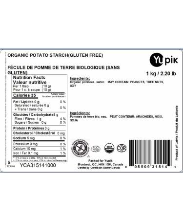Yupik Organic Potato Starch (Gluten-Free) 1kg 1 kg (Pack of 1) - Buy Online on GoSupps.com