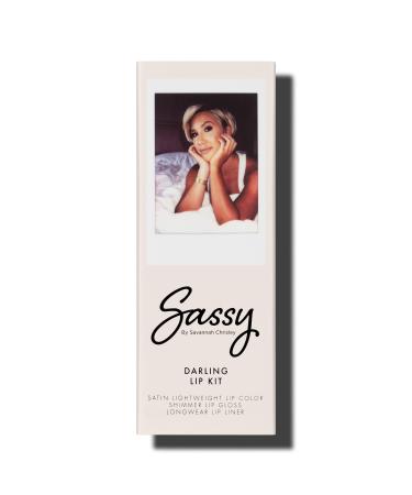Sassy by Savannah Chrisley Signature Lip Kit - Contains Lip Color  Gloss  and Liner - Pigmented  Satiny  Lightweight and Shimmering Formulas - Adds Definition to Lips - Darling - 3 pc