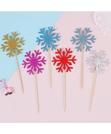 100 Pcs Small Snowflake Cupcake Toppers Glitter Snowflake Cake Toppers Christmas Cupcake Picks Kids Birthday Cake Toppers Winter Theme Cake Decorations Silver - Buy Online on GoSupps.com
