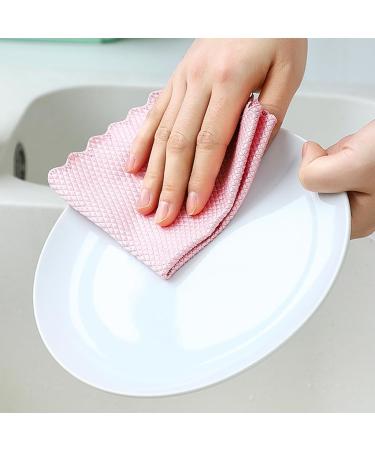 10 Pieces Household Cleaning Cloths Kitchen Dish Towels Fish Scale Wipes Pepsi Cloths Blue_30*40cm - Buy Online on GoSupps.com
