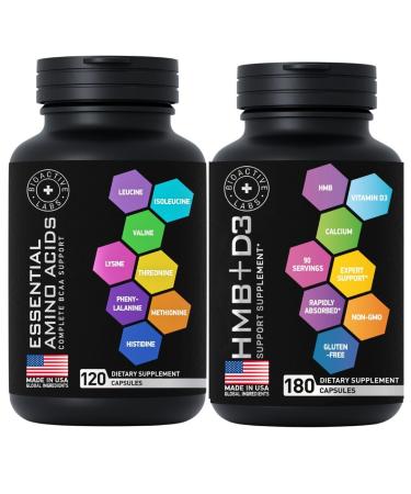 BIOACTIVE LABS Essential Amino Acids Complex and HMB and Vitamin D3 - Power and Recovery Bundle