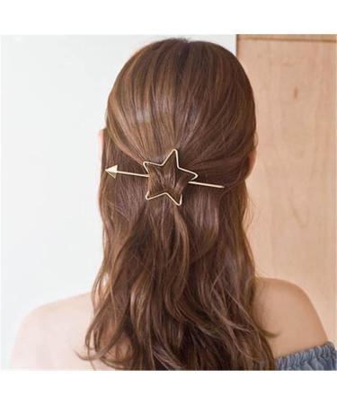Dervivea Minimalist Star Hair Sticks Pins Gold Hair Bun Star Holder Hair Fork Clip Hollow Hair Bun Stick Metal Geometry Hairpins Bun Accessories for Women and Girl Headdress - Buy Online on GoSupps.com