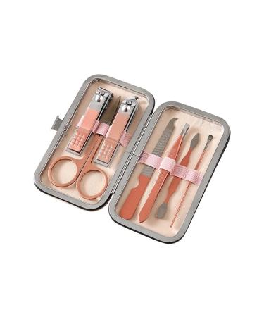 Nail Clipper Set 7-Piece Nail Clippers Set Portable Nail Set Personal Care Pedicure Set Stainless Steel Beauty Set (Rose Gold/Black) Nail Clipper Kit (Color : B-7 Piece Set)