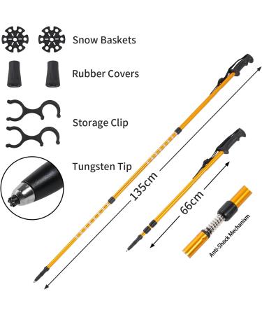Goutone Lightweight Snowshoes with Poles - 25 Inches for Women Men Youth Kids - Aluminum Terrain Snow Shoes with Adjustable Trekking Poles and Carrying Tote Bag - Gold - Ideal for 120-180lbs - Buy Online on GoSupps.com
