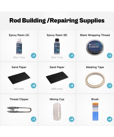 Fishing Rod Repair Kit | Rod Building Supplies with Epoxy Glue, Wrapping Thread, and Masking Tape - 2 oz - Buy Online on GoSupps.com