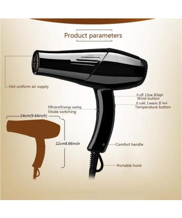 Hair Dryer Professional Hair Dryer 2200W Negative Ionic Hairdryer with 3 Heat 2 Speed Settings Low Noise Hair Dryer for Home & Salon Powerful AC Motor Blow Dryer with Diffuser and 2 Nozzle Small - Buy Online on GoSupps.com