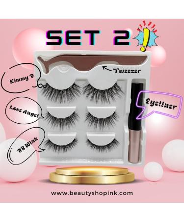 Magnetic Eyelashes AS Magnetic Eyeliner and Faux Mink Lashes Kit 24 Hours Waterproof 3 Pairs of 3D Magnetic Eyelashes (Set 2) - Buy Online on GoSupps.com