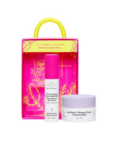 Drunk Elephant Call It A Night Evening Skin Kit - T.L.C. Framboos Glycolic Night Serum & Lala Retro Whipped Cream Set - Buy Online on GoSupps.com