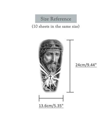 Roarhowl Easter Temporary Tattoo Sleeves Set - 10 Sheets | Black & Gray 3D Realism Jesus Angel Design for Men and Women - Buy Online on GoSupps.com
