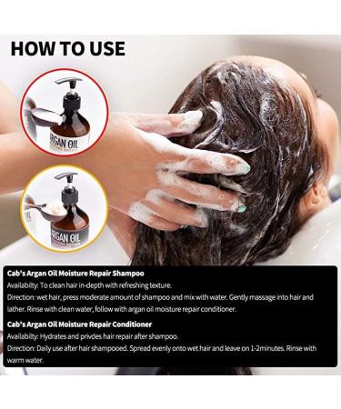 Cab's Moroccan Argan Oil Shampoo - Restorative & Volumizing Formula for All Hair Types | Paraben-Free Anti-Aging Care | Ideal Gift for Damaged Dry Color-Treated Hair - 16.9 fl oz - Buy Online on GoSupps.com