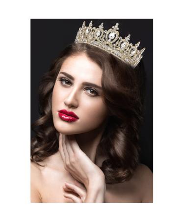 ATODEN Gold Crystal Crown Tiara for Women - Wedding, Birthday, Prom, Bridal Hair Accessories - Buy Online on GoSupps.com