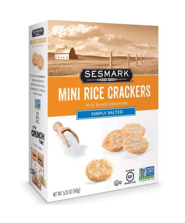 Sesmark Mini Rice Crackers Simply Salted - Gluten Free Rice Crackers Non GMO Project Verified - 5.25 Oz. (Pack of 6) 5.25 Ounce (Pack of 6) Simply Salted
