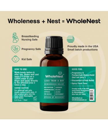 Hemorrhoid Relief Essential Oil Serum | WholeNest Less Than A Day Treatment Oil - Rapid Relief from Swelling, Burning & Itching | 15ml - Buy Online on GoSupps.com