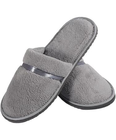 Buy Tianmao 5 Pairs Coral Fleece Closed Toe Hotel Slippers | Universal Size Gray | Perfect for Spa Parties & Travel - Buy Online on GoSupps.com