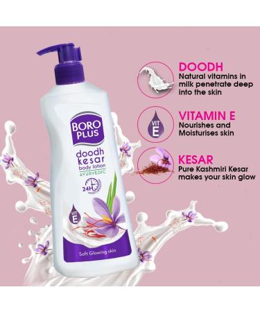 24-Hour Moisturizing Ayurvedic Body Lotion with Vitamin E | Dry & Normal Skin | Dhoodh Badam & Kesar | 400ml - Buy Online on GoSupps.com