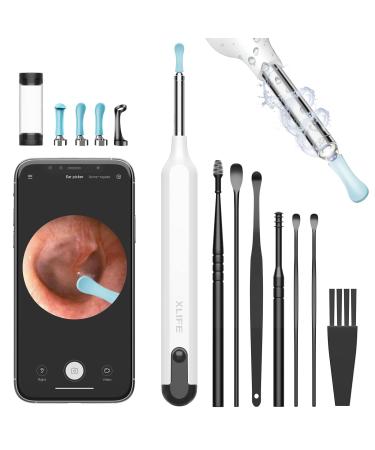 Yumika Ear Wax Removal Tool, Cleaner with 1080P HD Camera, Kit 7 PCS Set,  Wireless Otoscope 6 Lights, for iPhone, iPad, Android Smart Phones（Black）