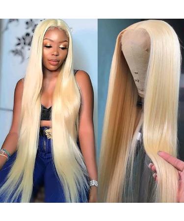 COUGARBEAUTY 613 HD 30 Inch Lace Front Wig Human Hair 13x4 Straight Blonde Lace Front Wigs Human Hair Transparent 613 HD Lace Frontal Wig Pre Plucked with Baby Hair 30 Inch Blonde