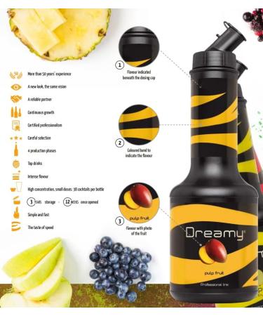 DREAMY Papaya Pulp 95cl - Cocktail/Mocktail Puree for Smoothies & Milkshakes - 950ml Pack of 1 - Buy Online on GoSupps.com