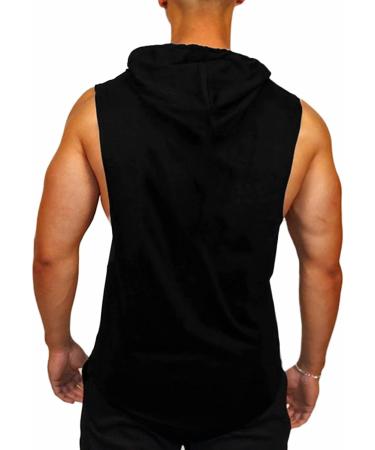 Babioboa Men's Workout Hooded Tank Top | Sleeveless Gym Hoodie for Bodybuilding | Large, Black - Buy Online on GoSupps.com