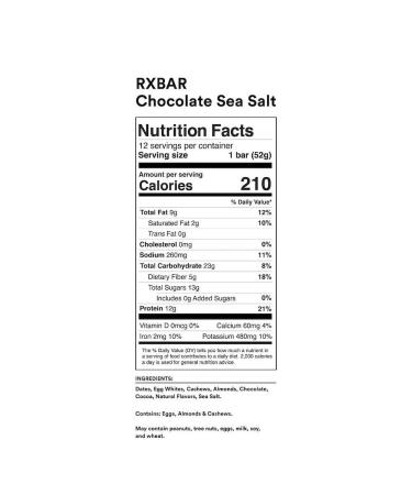 RXBAR Chocolate Sea Salt Protein Bar 1.83 oz (24 Count) - High Protein, Gluten Free Snack - Buy Online on GoSupps.com