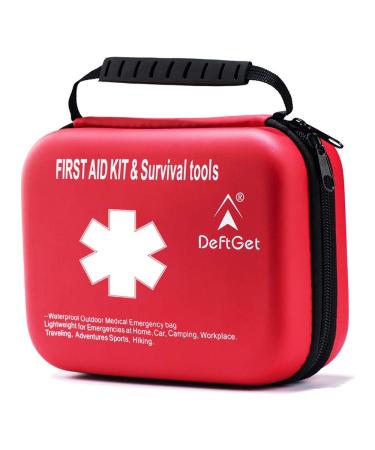 First Aid Kit - Mini Survival Tools Box IFAK - Medicine Emergency Bag for Home Car Camping Workplace Traveling Adventures Sports Hiking by deftget