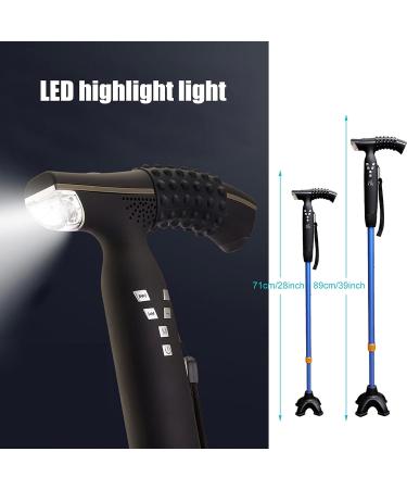Adjustable Walking Stick Blue Smart Anti Slip Quad Cane for Seniors with Radio for Elderly LED Guide Light Fall Alarm S.O.S Alarm Star of Light - Buy Online on GoSupps.com