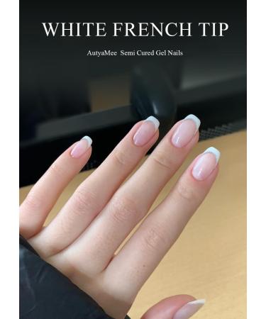 Buy Semi Cured Gel Nail Strips - 20 PCS White Tip Clear Base | UV Required Salon Quality Gel Nail Wraps Easy to Use - Buy Online on GoSupps.com