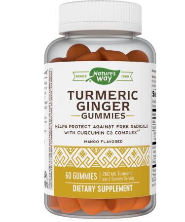 Nature's Way Turmeric Ginger Gummies Mango 130 mg 60 Gummies