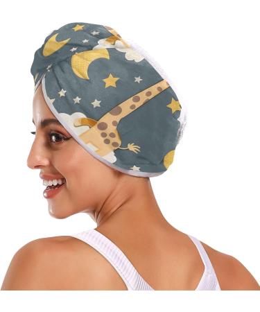 Giraffe Moons Stars Hair Towel 2 Pack - Super Absorbent Quick Dry Hair Turbans for Women & Girls | Perfect Hair Drying Solution - Buy Online on GoSupps.com